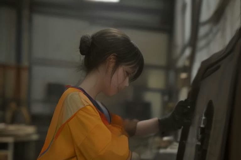 Modern bir atölyede çalışan, teknik donanımlarla ilgilenen bir girişimci.