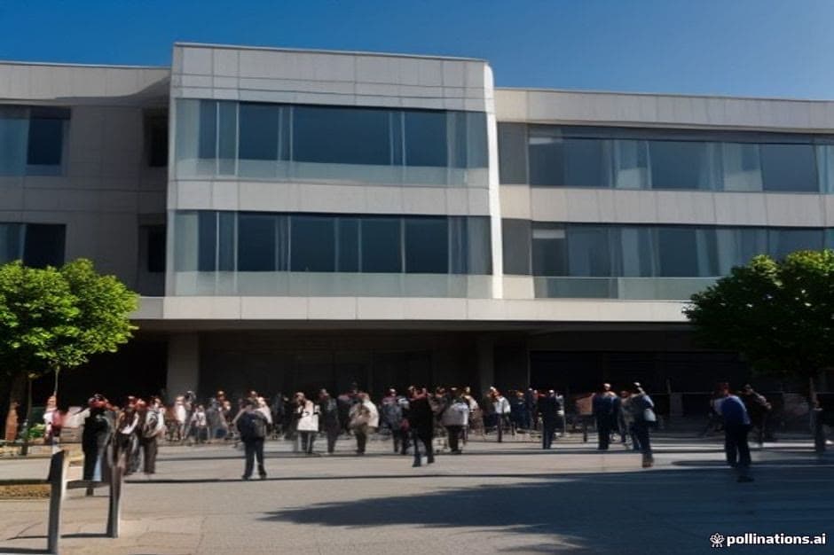 Karamanoğlu Mehmetbey Üniversitesi ana binasının önünde, kayıt için bekleyen öğrencilerin sırası ve kapı girişinde duran bir kayıt masası