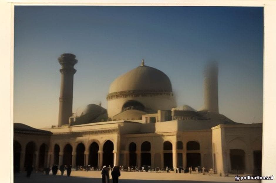 Karaman İmam-ı Azam Camii önünde öğleden sonra ışığında camiye doğru yürüyen, yüzleri tanınmayacak şekilde arkadan veya profilden görünen birkaç yarışmacı ve refakatçileri; caminin taş cephesi, kubbe ve minareler görünür.