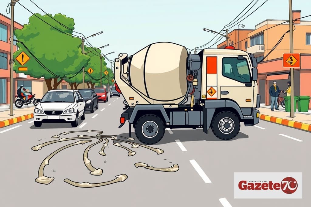 Samandağ'da beton mikseri arkasından taze beton döktü