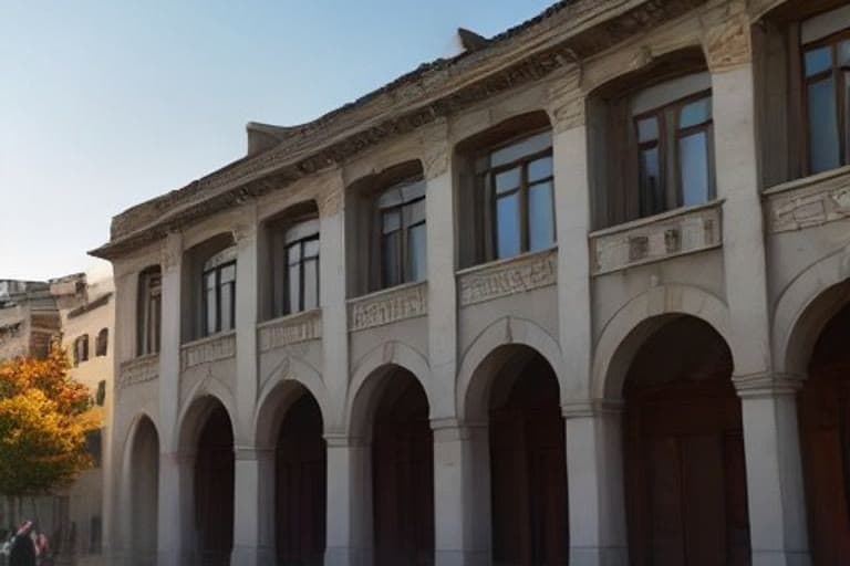 Ayrancı İlçe Millî Eğitim Müdürlüğü binasının önünde, sonbahar ışığında arka planda taşlı hükümet konağı mimarisi. Önde iki yetişkin (arkalarından, yüzleri görünmüyor) birbirine bakarak konuşuyor; ellerinde broşür veya dosya görünmüyor. Uzakta okul bahçesine giden birkaç öğrenci siluet halinde, tanınmayacak şekilde görülüyor.