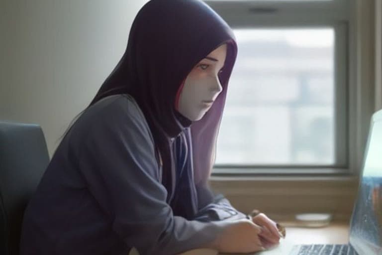 DENEYAP sınav sonuçlarının erişime açıldığı anı gösteren, bilgisayar ekranı ve klavye önünde oturan anonim bir genç, Karaman'ın tipik kentsel ortamı arka planda; akşam ışıkları, hafif bulutlu sonbahar havası, 35mm lens ile orta plan çekim