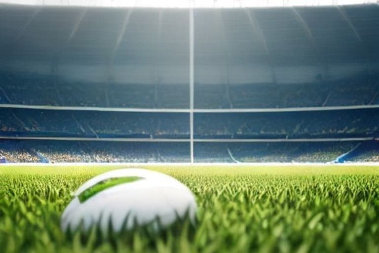 Yeşil saha üzerinde duran profesyonel bir futbol topu.